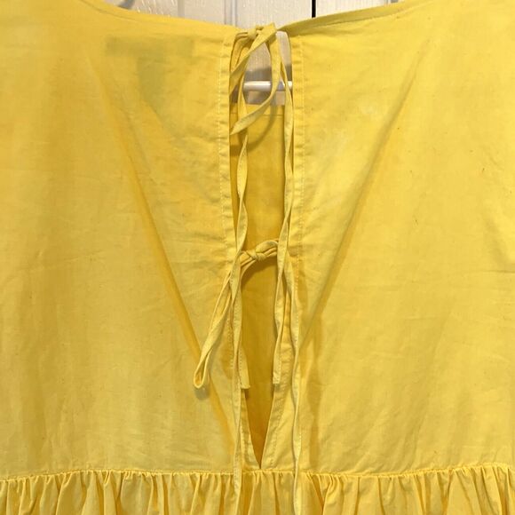 Forever 21 Mini Dress S Open Tie-Back 3/4 Bell Sleeves Babydoll Tiered Boho - Picture 7 of 8